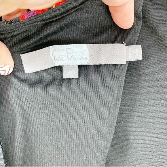 Anthropologie Eva Franco Poppy Black Floral Embroidered Mini Dress 4P Drop Waist - Picture 10 of 14